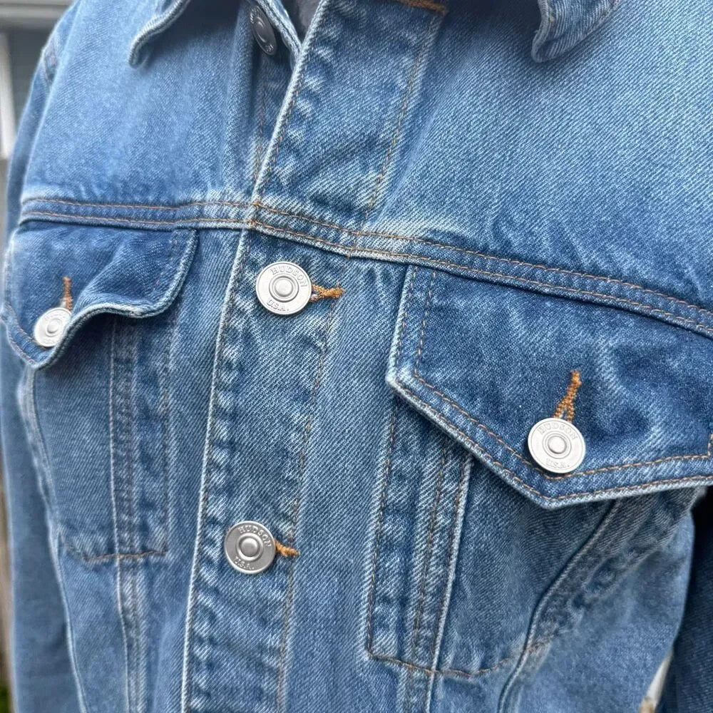 Hudson Jeans Womens Medium Wash Denim Trucker Button Front Jean Jacket
